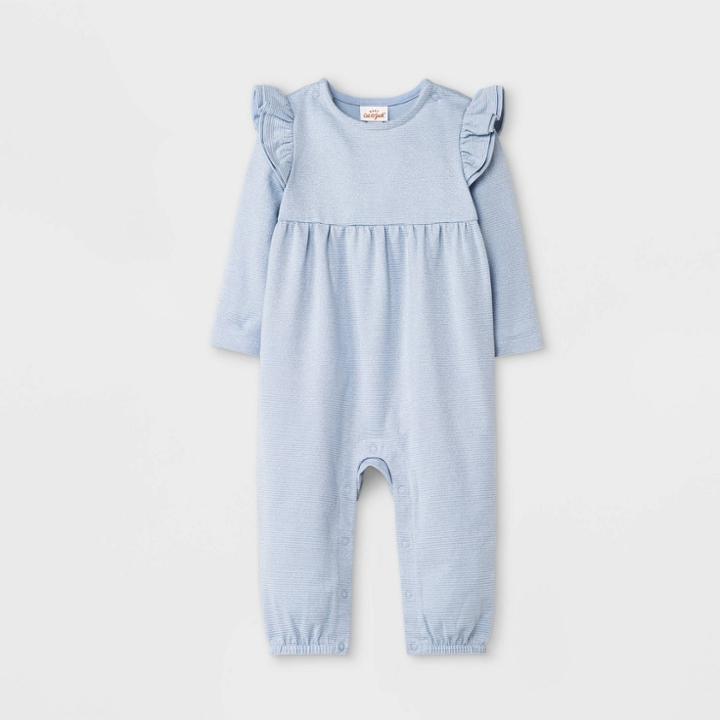 Baby Girls' Sparkle Jacquard Knit Romper - Cat & Jack Blue Newborn