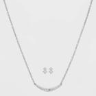 Silver Plated Cubic Zirconia Bar Chain Necklace - A New Day