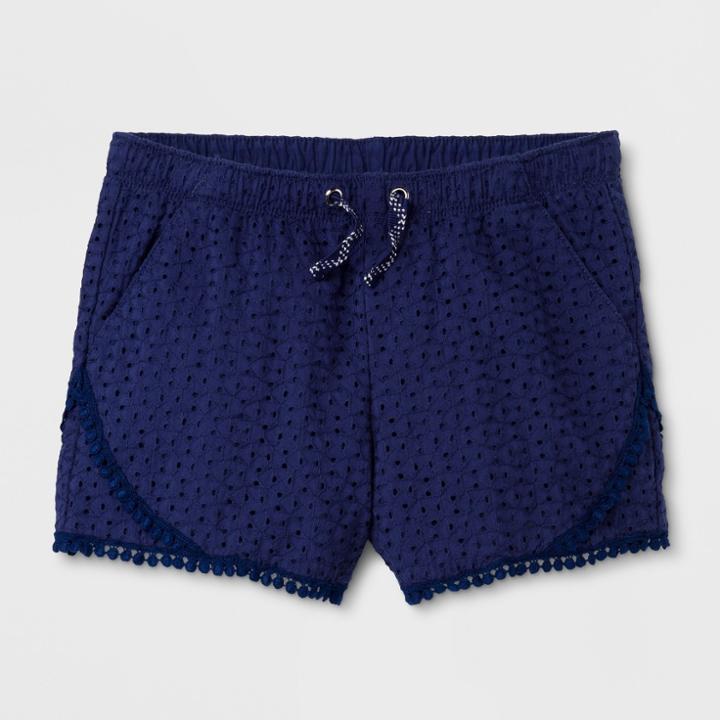 Plus Size Girls' Textured Fashion Shorts - Cat & Jack Blue L Plus, Nightfall Blue