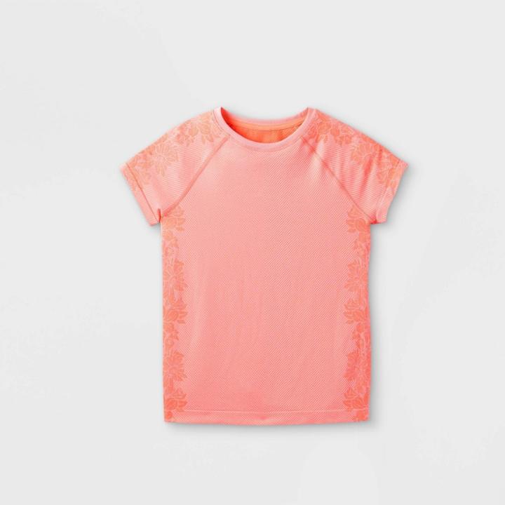 Girls' Floral Seamless T-shirt - All In Motion Orange