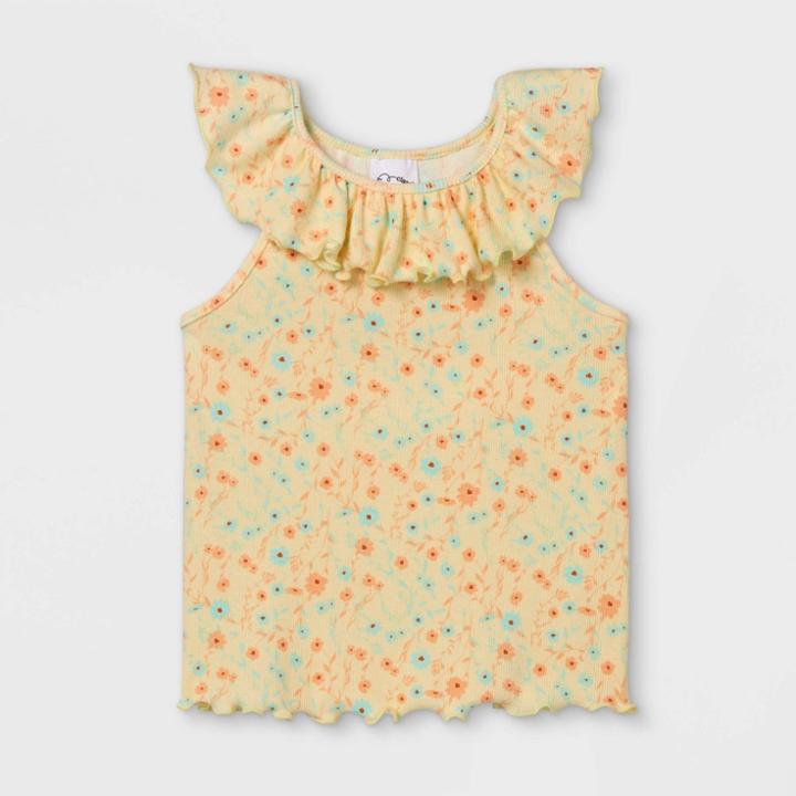 Toddler Girls' Rib Ruffle Tank Top - Art Class Yellow