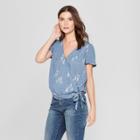 Women's Printed Wrap Top - Universal Thread Blue