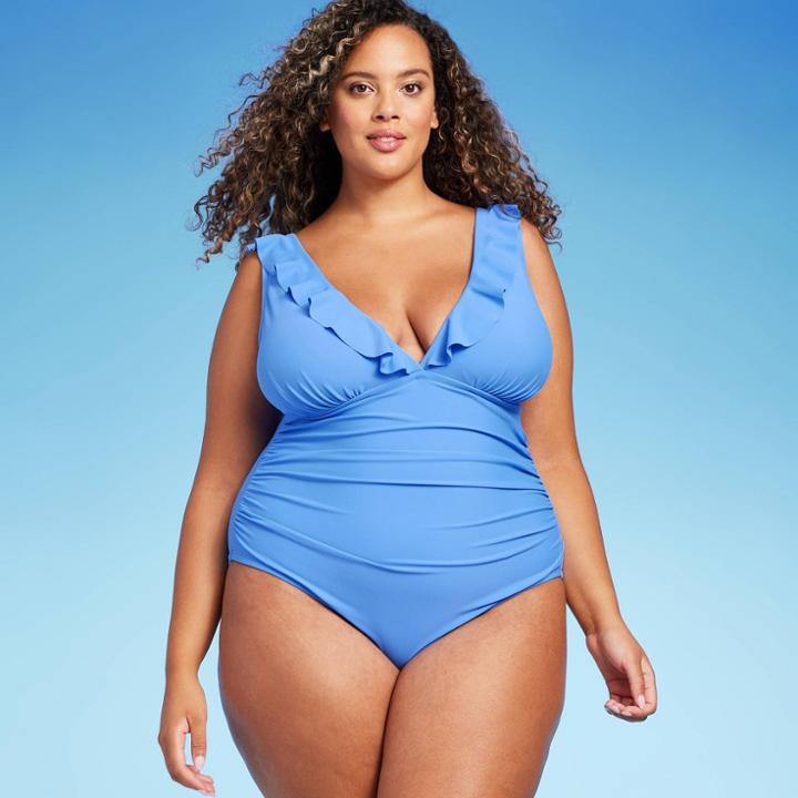 Kona Sol Women's Ruffle Ruched High Coverage One Piece Swimsuit - Kona
