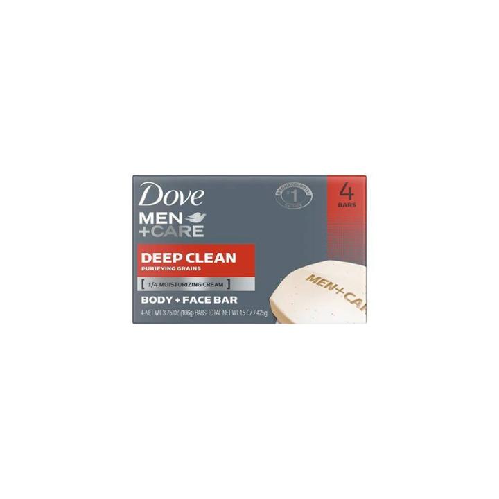 Dove Men+care Deep Clean Body & Face Bar Soap - 4pk
