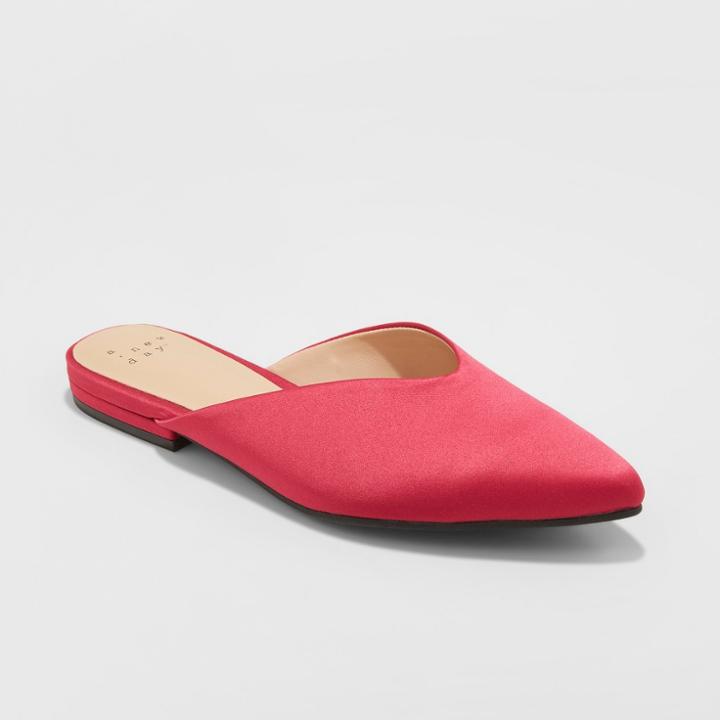 Target Women's Lan Faux Satin V Throat Backless Mules - A New Day Pink