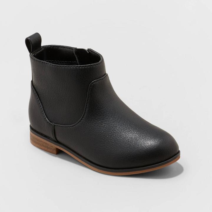 Toddler Girls' Onyx Zipper Slip-on Chelsea Boots - Cat & Jack Black Pu