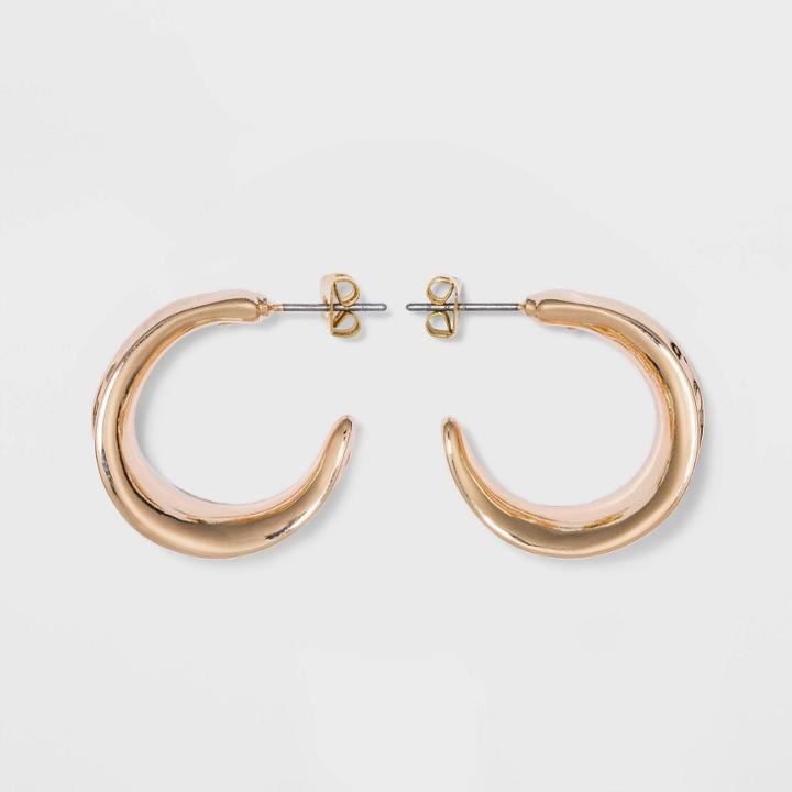 Chunky Hammered Hoop Earrings - A New Day Gold