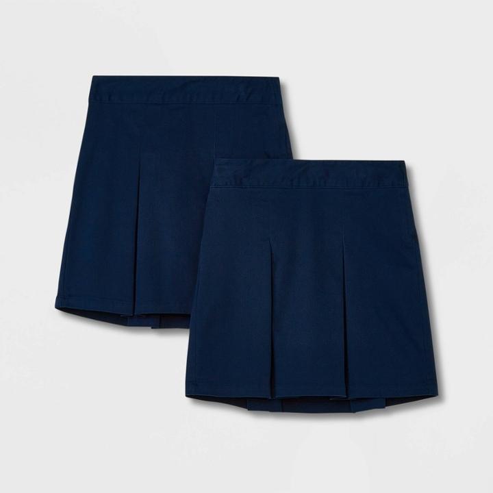 Girls' 2pk Uniform Pleated Twill Skorts - Cat & Jack Blue