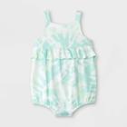 Baby Girls' Tie-dye Romper - Cat & Jack Mint Newborn, Green