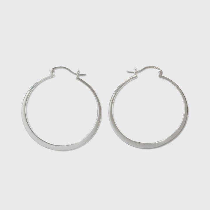 Large Flat Tapered Hoop Sterling Silver Earrings - A New Day
