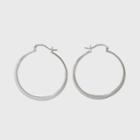 Large Flat Tapered Hoop Sterling Silver Earrings - A New Day