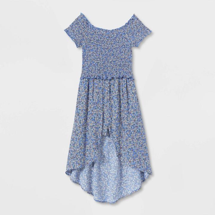 Girls' Smocked Walk-through - Art Class Blue Floral