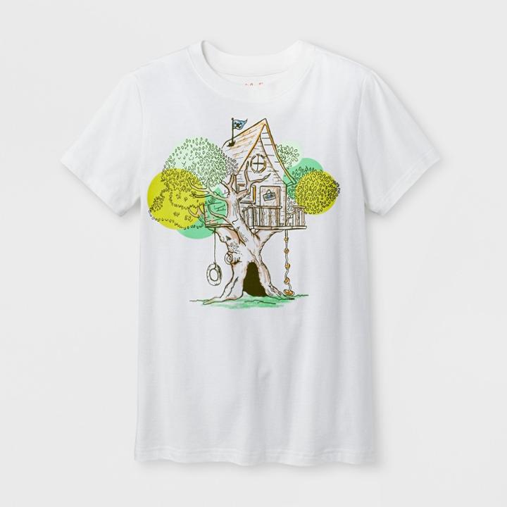 Boys' Tree House Graphic Short Sleeve T-shirt - Cat & Jack White