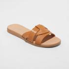 Women's Wide Width Kenzie Slide Sandals - Universal Thread Cognac