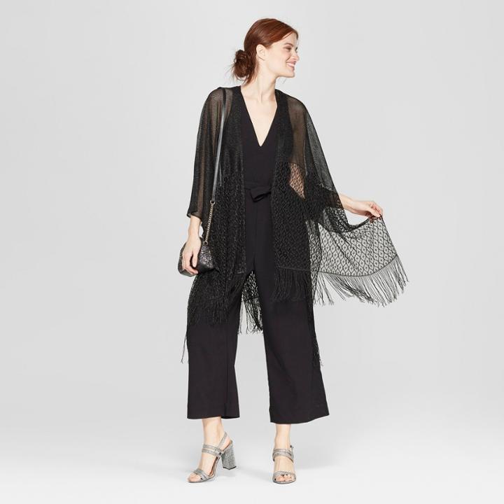 Estee & Lilly Sparkle Mesh Layering Wrap - Black