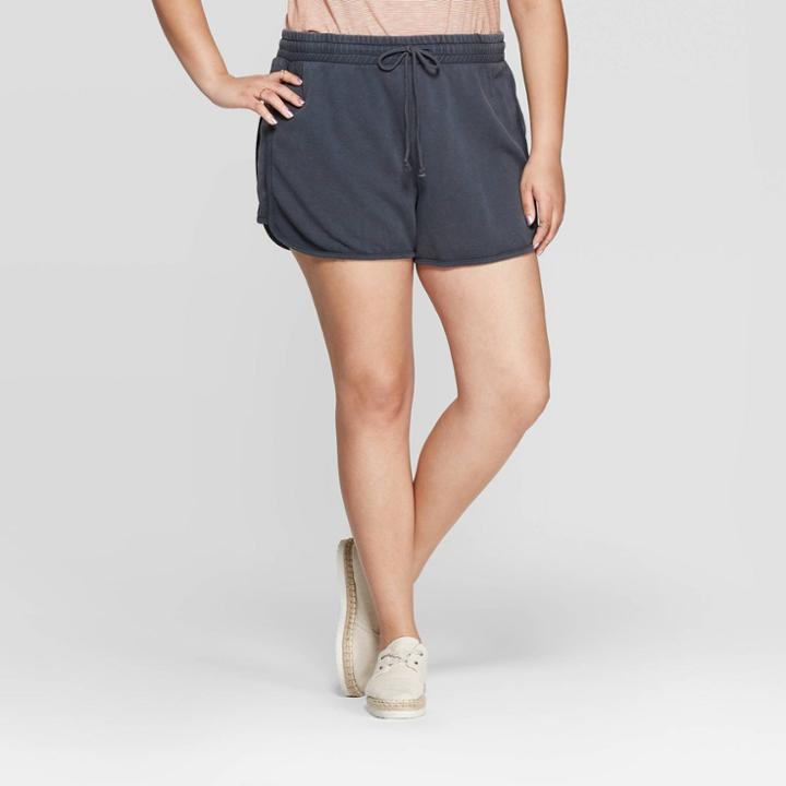 Women's Plus Size Mid-rise Knit Shorts - Universal Thread Charcoal (grey) X