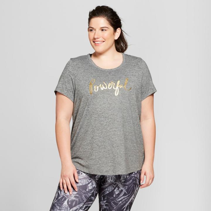 Women's Plus-size Strappy Back Graphic T-shirt - C9 Champion Dark Heather Gray