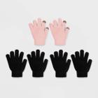 Girls' 3pk Solid Gloves - Cat & Jack , Black/pink