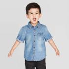 Toddler Boys' Short Sleeve Arrow Button-down Shirt - Art Class Blue