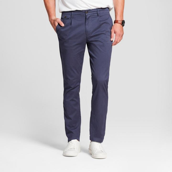 Men's Printed Slim Fit Rolled Chino Pants - Goodfellow & Co Navy
