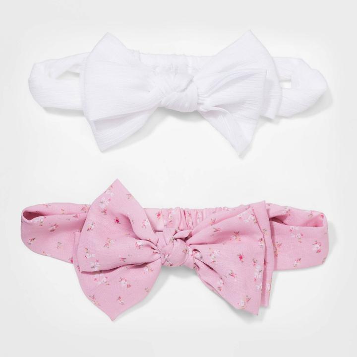 Girls' 2pk Chiffon Bow Headband - Cat & Jack White/pink, Women's