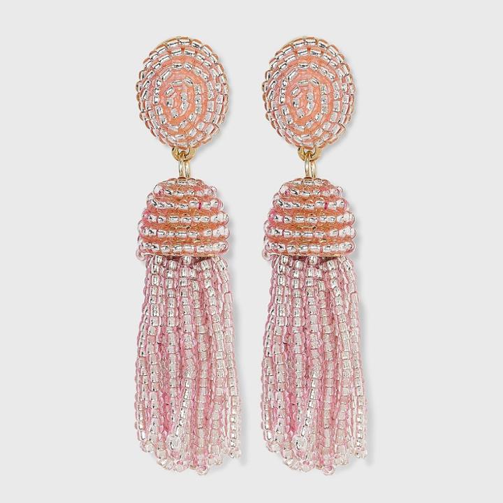 Sugarfix By Baublebar Polished Beaded Tassel Earrings - Rose Pink
