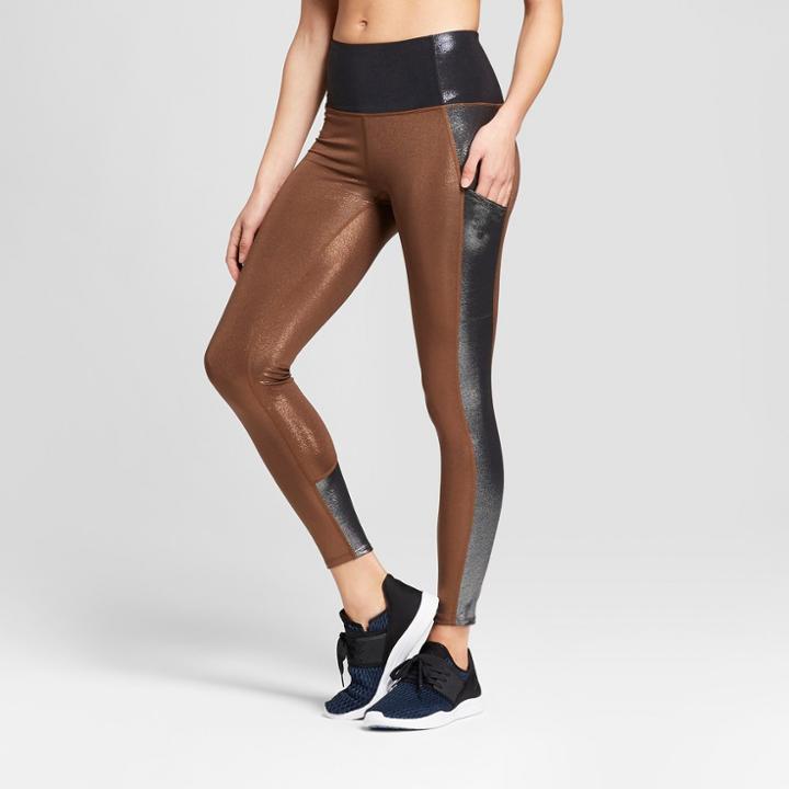 Women's High-rise 7/8 Shine Pieced Leggings - Joylab Bronze