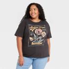 Fifth Sun Women's Plus Size Golden Poppy Floral Print Short Sleeve Graphic T-shirt - Black