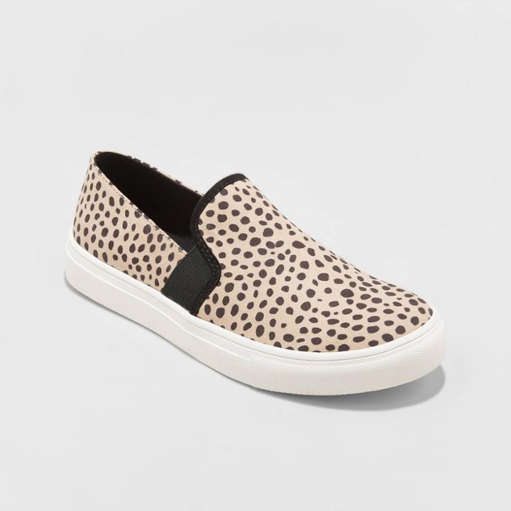 Women's Rose Microsuede Slip On Twin Gore Leopard Print Sneakers - Universal Thread Brown