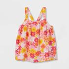 Girls' Floral Gauze Tank Top - Cat & Jack Pink/white