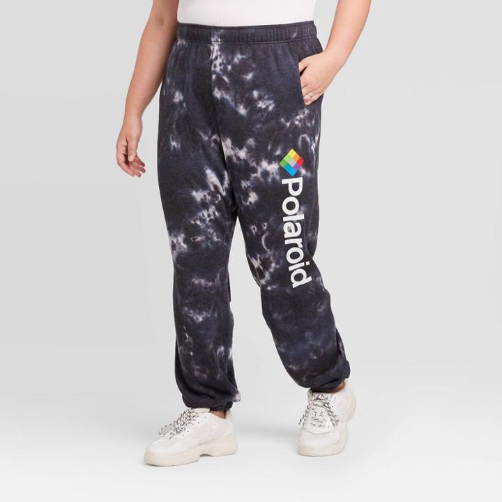 Women's Polaroid Plus Size Tie Dye Washed Jogger Pants (juniors') - Black 1x, Women's,