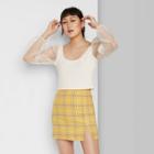 Women's Plus Size Plaid Side Slit Mini Skirt - Wild Fable Yellow
