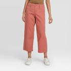 Women's High-rise Wide Leg Cropped Pants - A New Day Coral 0, Women's, Pink