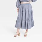 Women's Plus Size Tiered Midi A-line Skirt - Universal Thread Blue