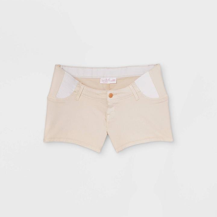 Maternity Side Panel Midi Jean Shorts - Isabel Maternity By Ingrid & Isabel Ecru
