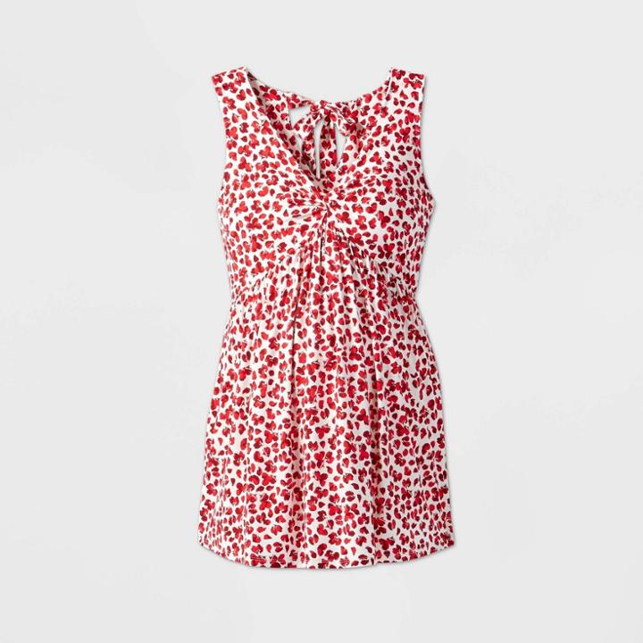 Maternity Floral Print Tie-back Knit Tank Top - Isabel Maternity By Ingrid & Isabel Red