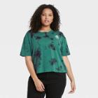 Women's Smokey Bear Plus Size Short Sleeve Cropped Graphic T-shirt - Green Tie-dye