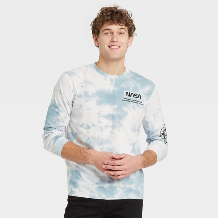 Men's Nasa Embroidered Long Sleeve T-shirt - Blue