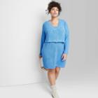 Women's Plus Size Cropped Cozy Cardigan - Wild Fable Azure