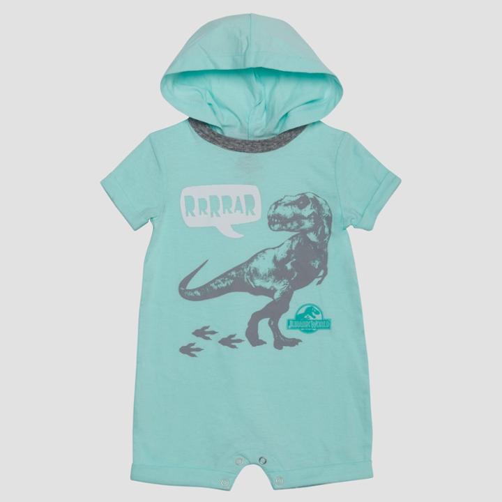 Jurassic World Baby Boys' Short Sleeve Hooded Romper - Blue