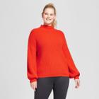 Women's Plus Size Bishop Sleeve Textured Sweater - A New Day Red