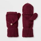 Women's Knit Flip Top Mitten - A New Day Burgundy