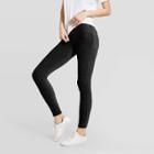 Hue Studio Women's Mid-rise Corduroy Leggings With Back Pockets - Black