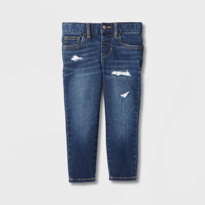 Toddler Girls' Mid-rise Lace Repair Skinny Jeans - Cat & Jack Blue