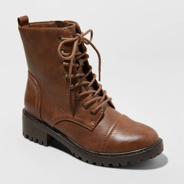 Women's Kamryn Cognac Combat Boots - Universal Thread Cognac