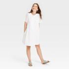 The Nines By Hatch Short Sleeve Eyelet T-shirt Maternity Dress White