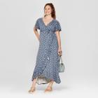 Maternity Polka Dot Elbow Sleeve V-neck Knit Wrap Dress - Isabel Maternity By Ingrid & Isabel Indigo S, Infant Girl's, Blue