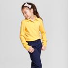 Girls' Long Sleeve Interlock Uniform Polo Shirt - Cat & Jack Yellow