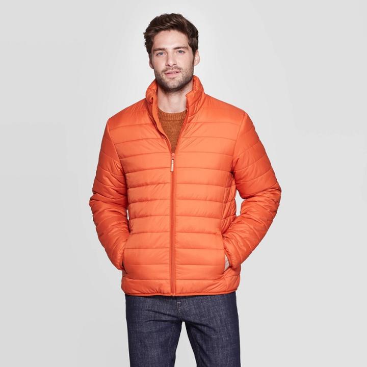 Men's Standard Fit Puffer Jacket - Goodfellow & Co Orange