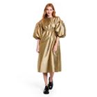 Women's Puff Sleeve Scallop Back Midi Dress - Kika Vargas X Target Gold Xxs